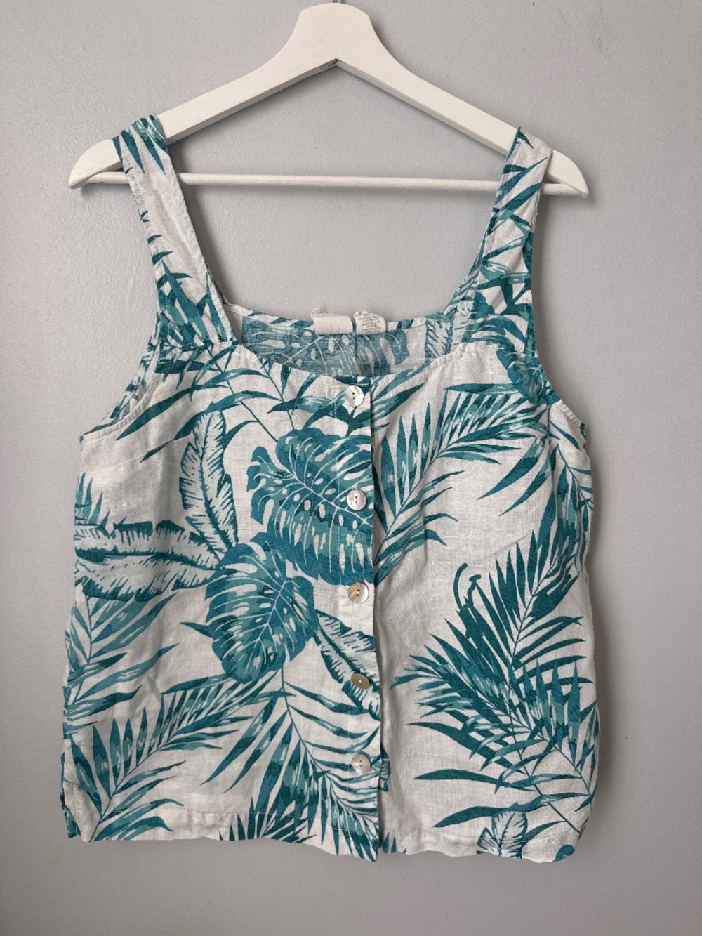 C&C California 100% linen tropical button up tank